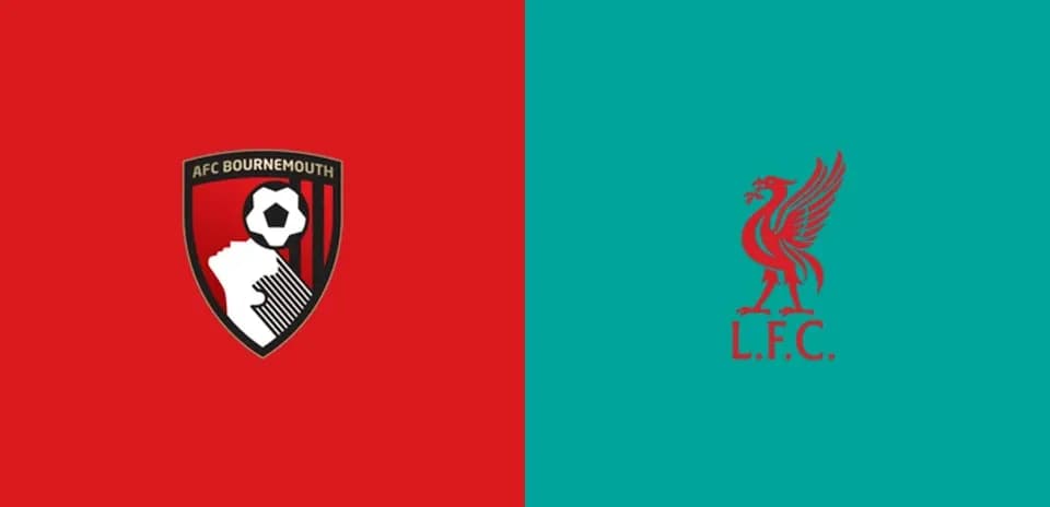 AFC Bournemouth and Liverpool logos on colored backgrounds