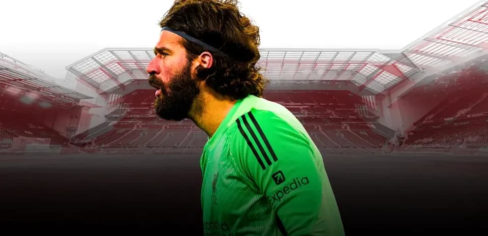 Goalkeeper Alisson Becker in green kit at stadium