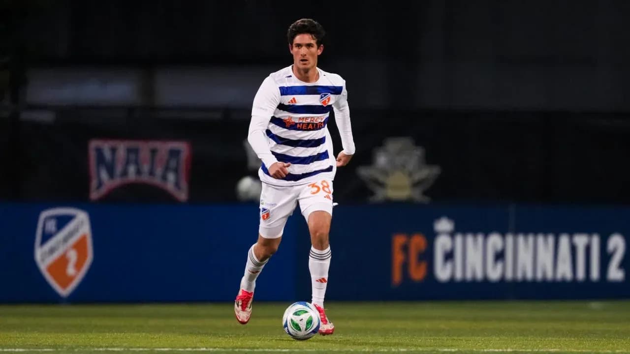 Player dribbling the ball for FC Cincinnati II