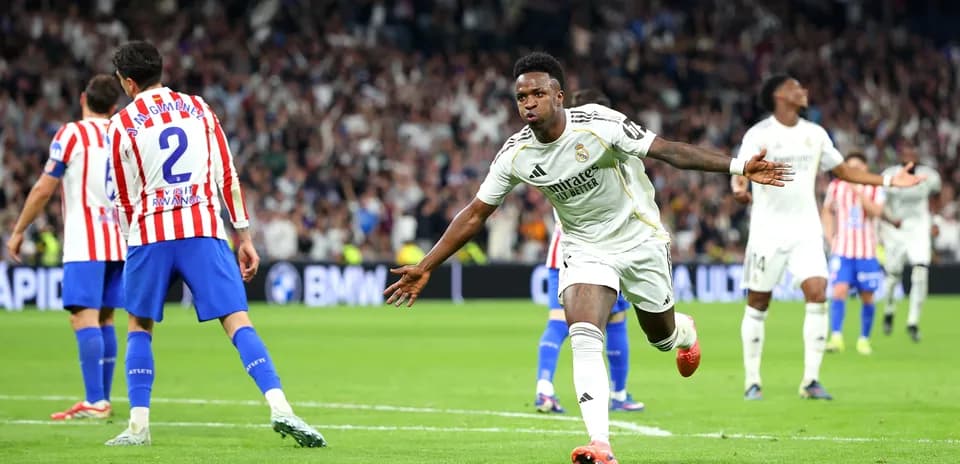 Vinicius Jr celebrating goal during derby match