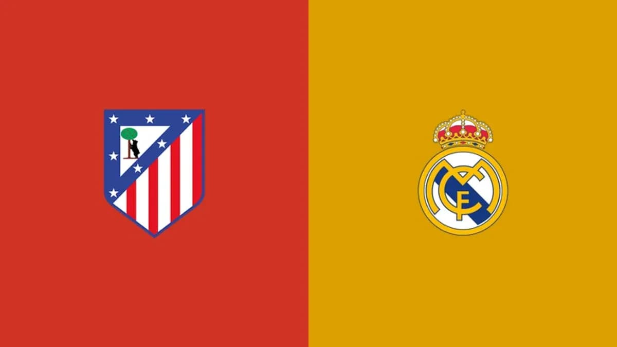 Logos of Atlético Madrid and Real Madrid