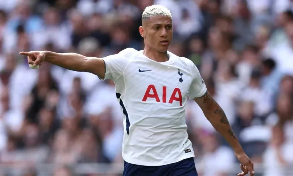 Player pointing during a match for Tottenham Hotspur