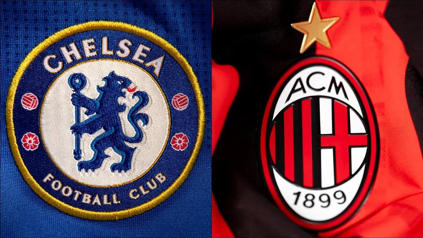 Chelsea and AC Milan club logos side by side