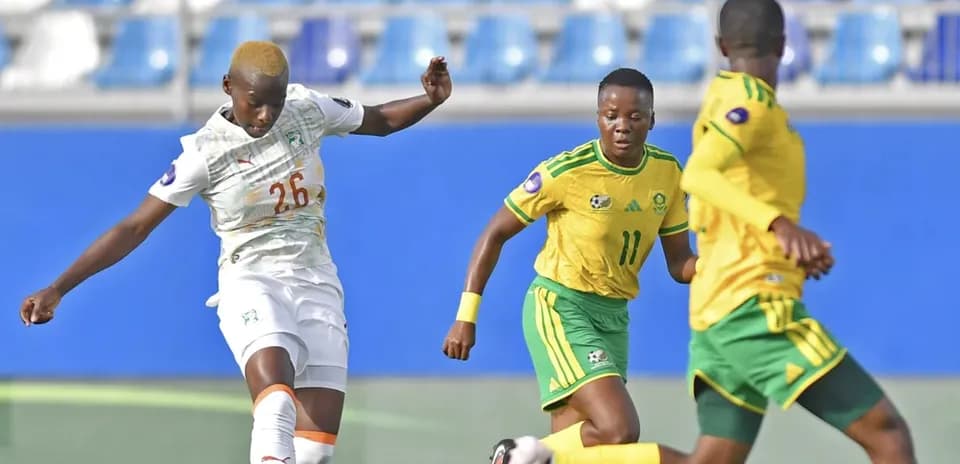 Player from Ivory Coast kicking ball during match