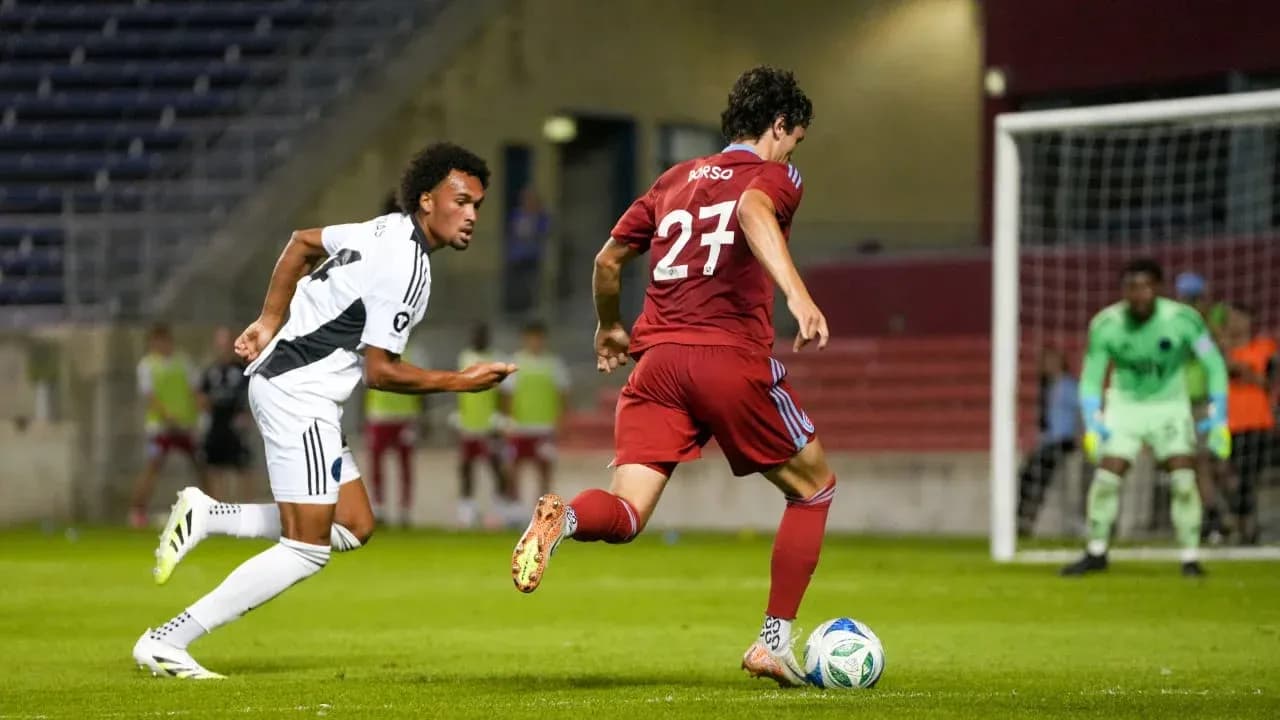 Player dribbling the ball during Chicago Fire II match