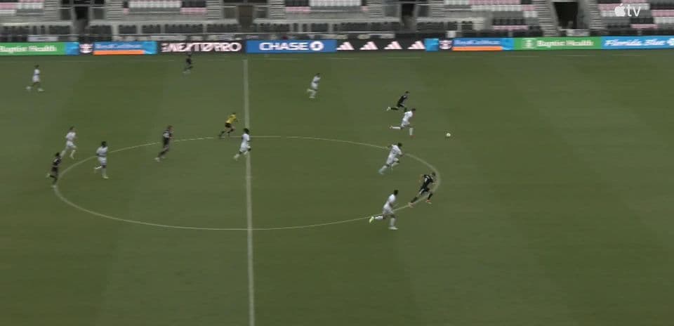 Players competing for the ball in MLS Next Pro