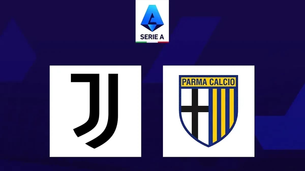 Juventus and Parma Calcio logos with Serie A emblem