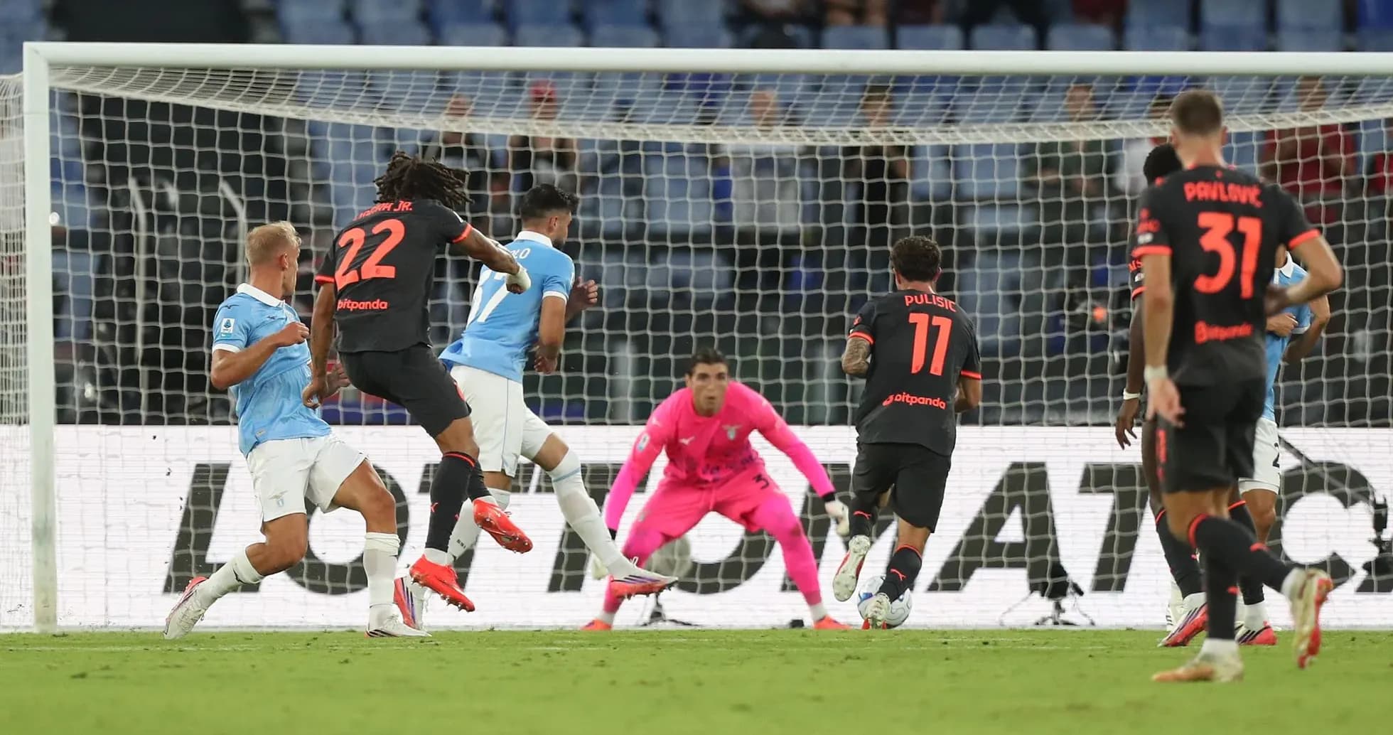 Players in action during Lazio vs AC Milan match
