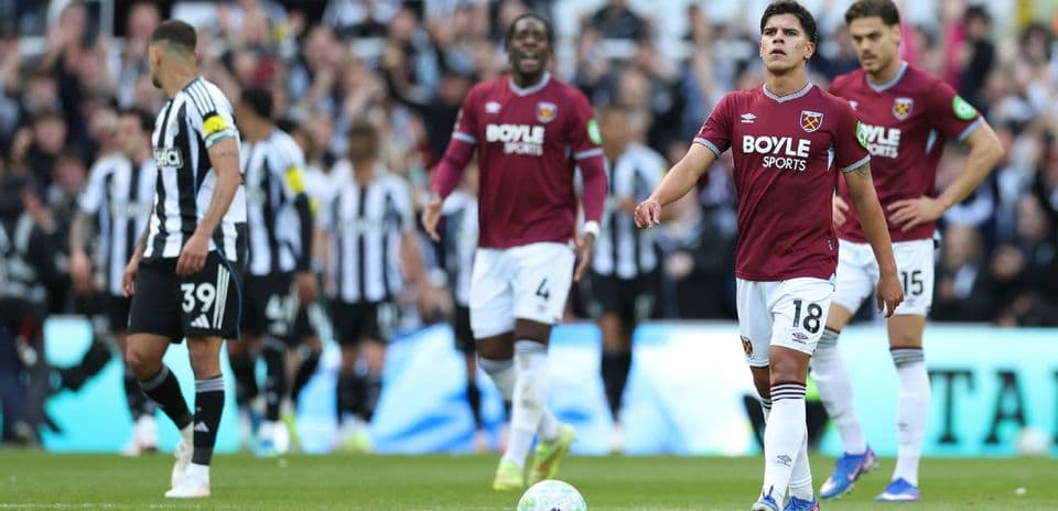 West Ham players during match against Newcastle