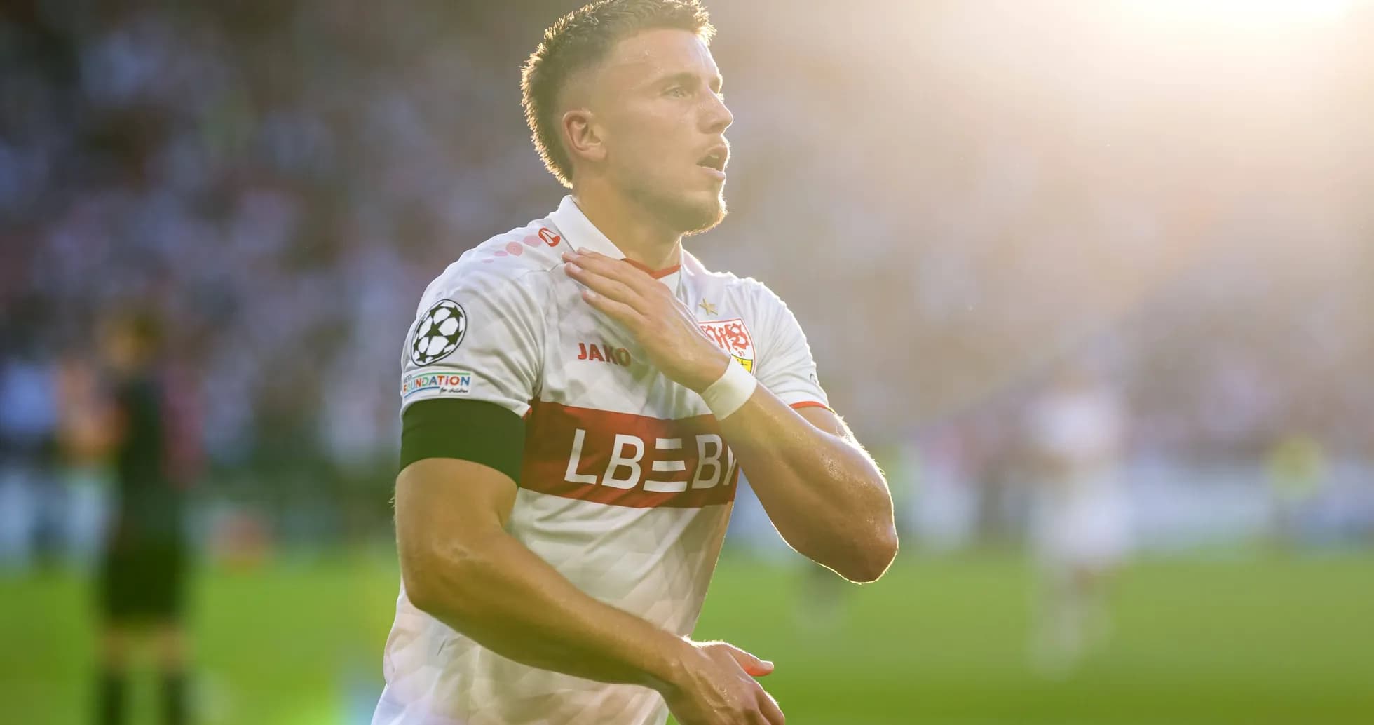 Player celebrating after scoring a goal during match
