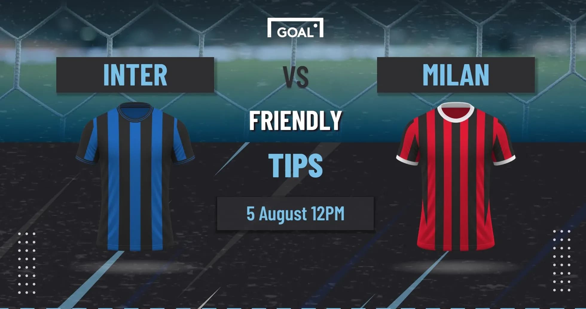 Inter vs Milan friendly match announcement graphic