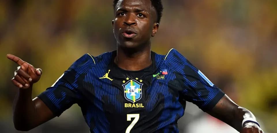 Player celebrating during a football match for Brazil