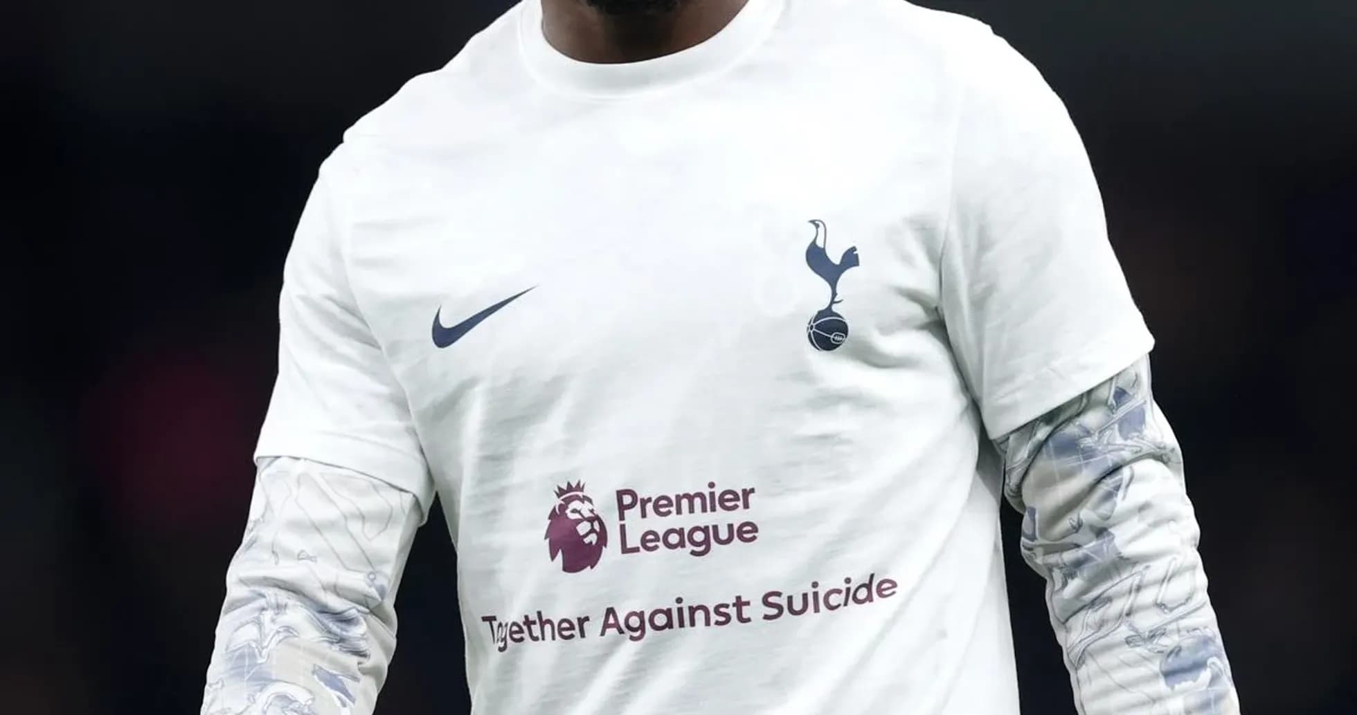 Player wearing Tottenham jersey during warm-up