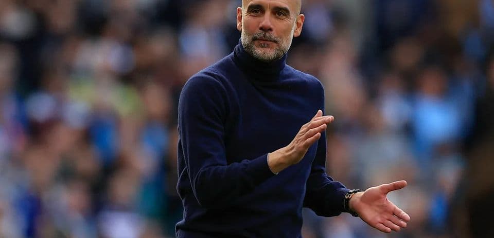 Coach gesturing during match with crowd in background
