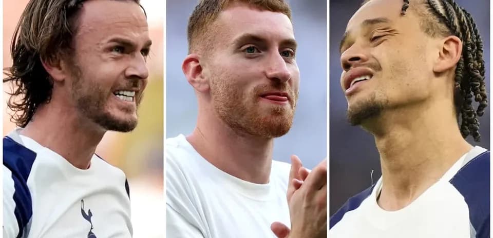Three Tottenham players during pre-match warm-up