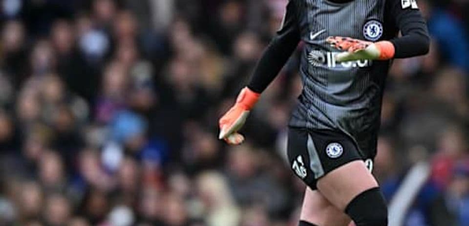 Goalkeeper in action during Chelsea match