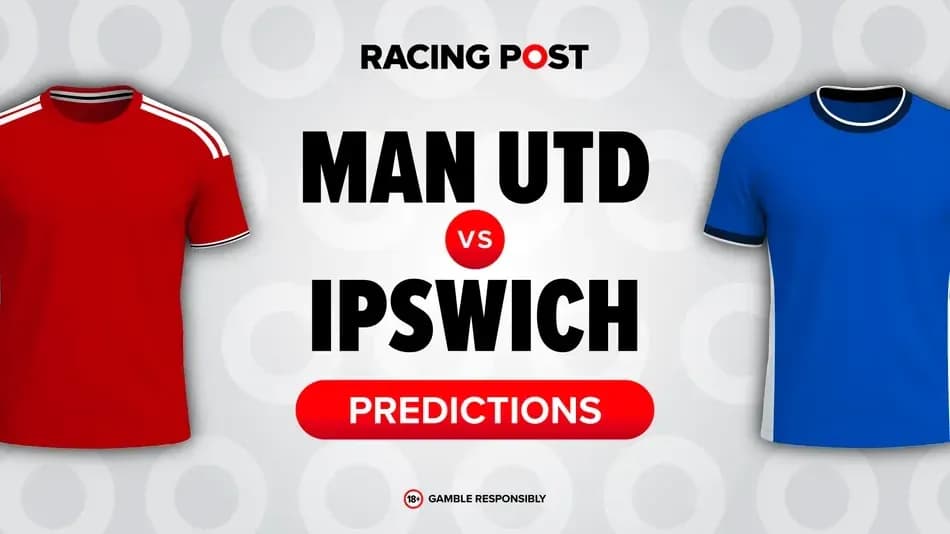 Red and blue jerseys representing Manchester United and Ipswich