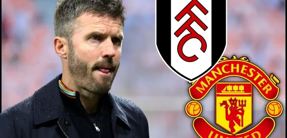 Coach with Fulham and Manchester United logos behind