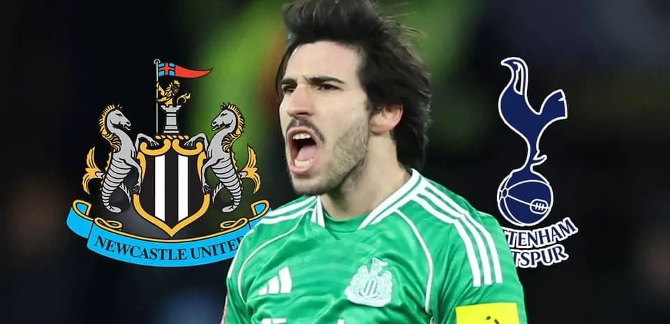 Goalkeeper celebrating with club logos in background
