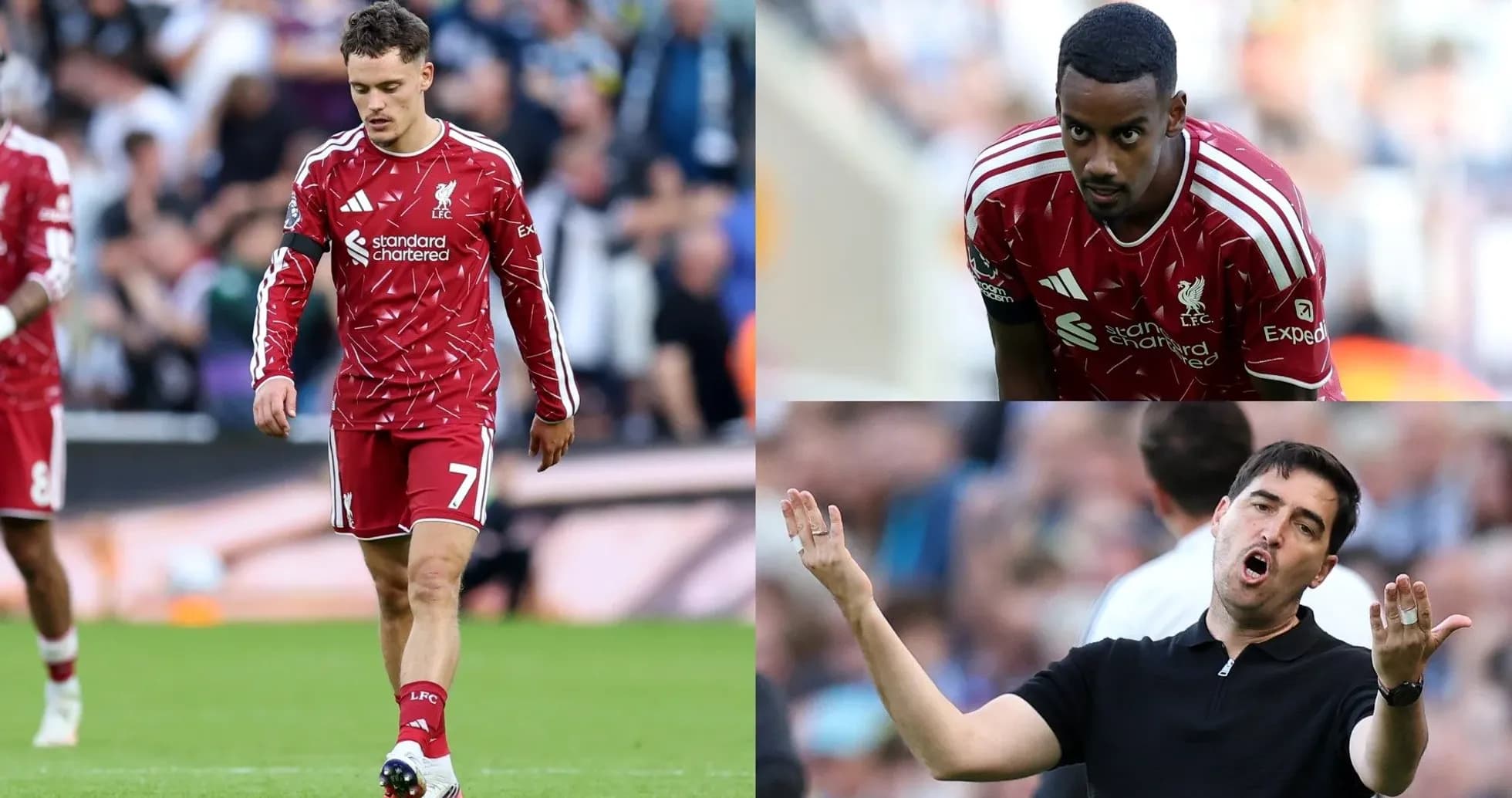 Liverpool players and coach during match actions
