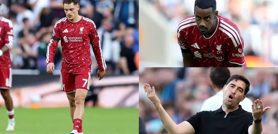 Liverpool players and coach during match actions