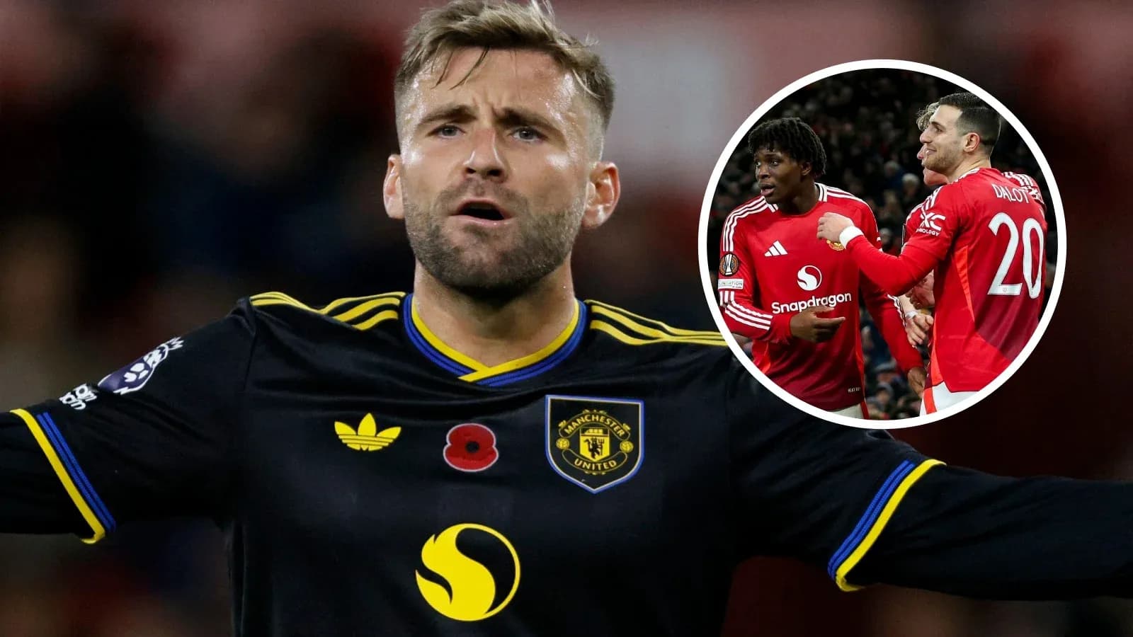 Player celebrating in Manchester United kit during match