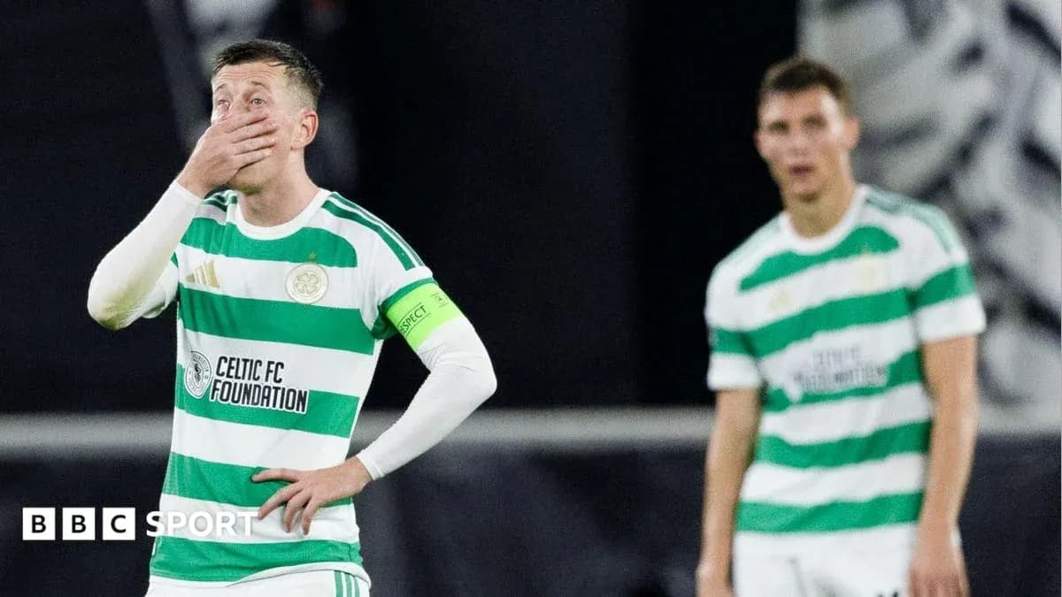 Celtic players showing disappointment on the field