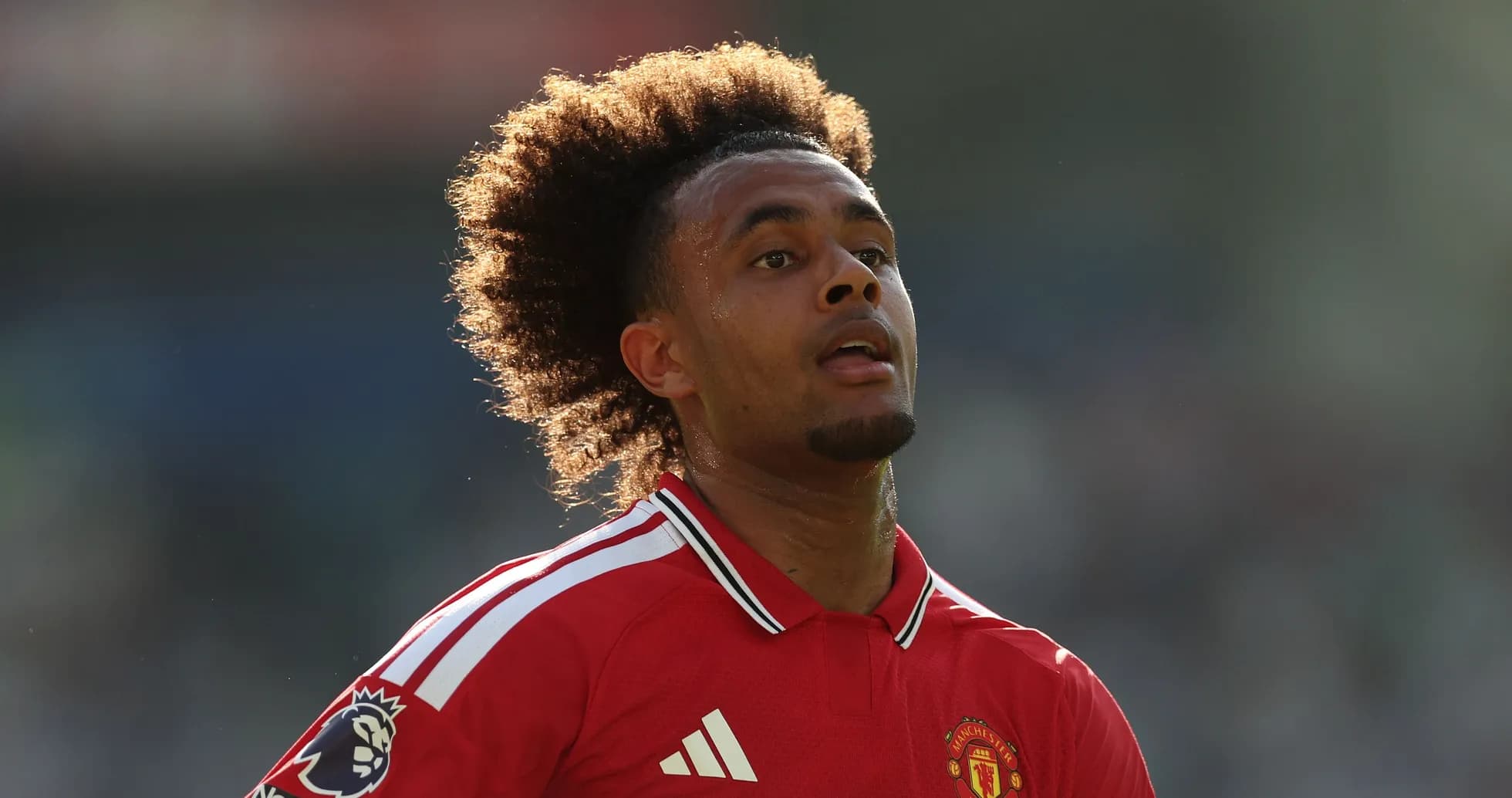 Player wearing Manchester United kit during match