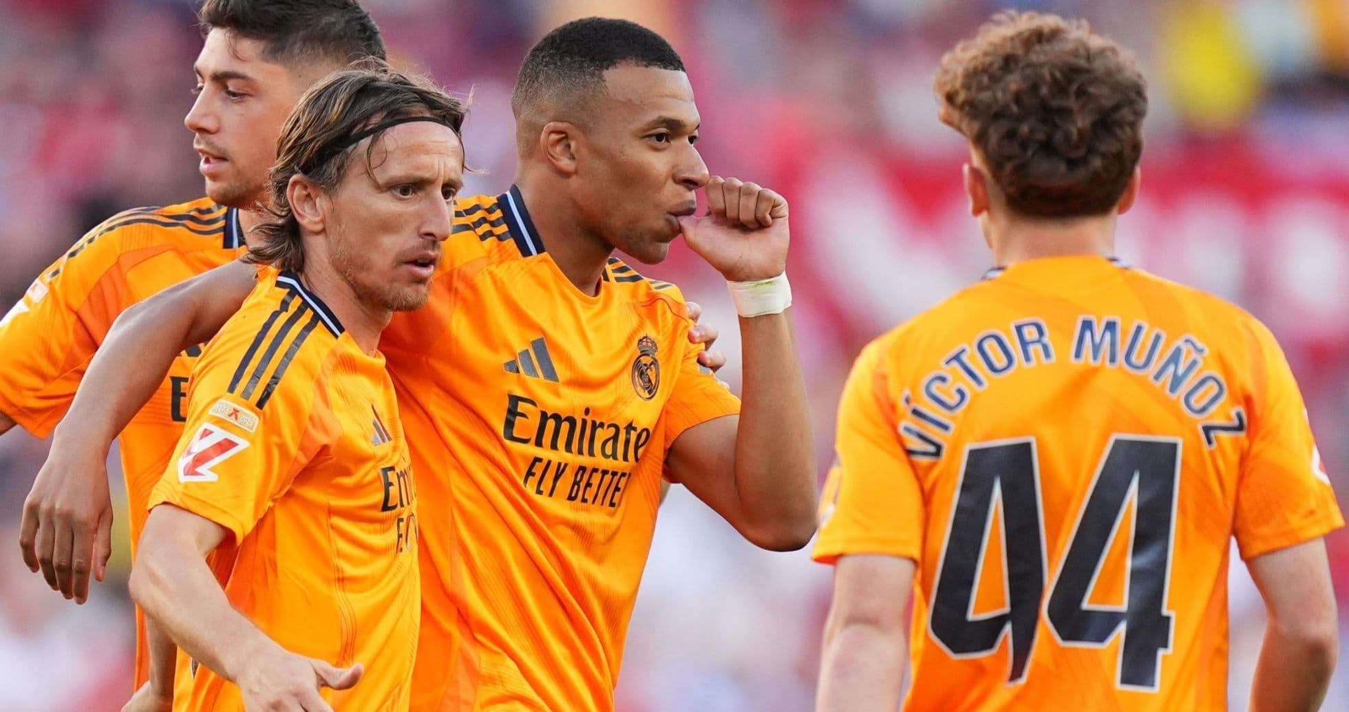 Real Madrid players celebrating a goal