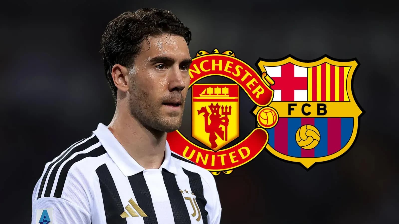 Player in Juventus jersey with club logos behind