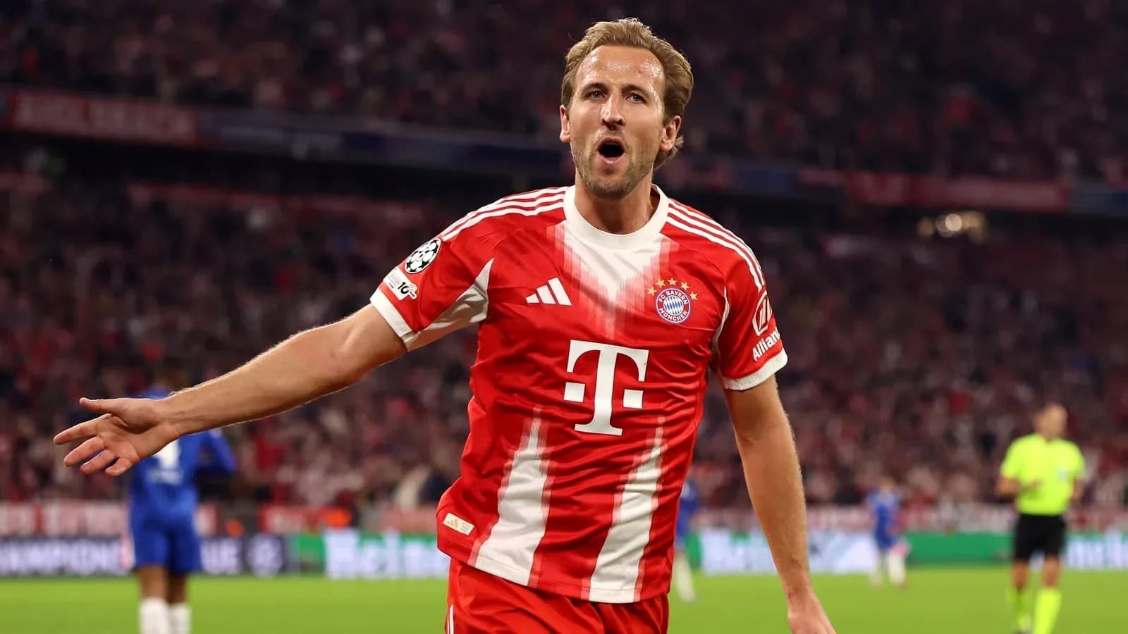 Player celebrating goal during UEFA Champions League match