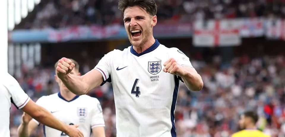 Player celebrating a goal during match for England