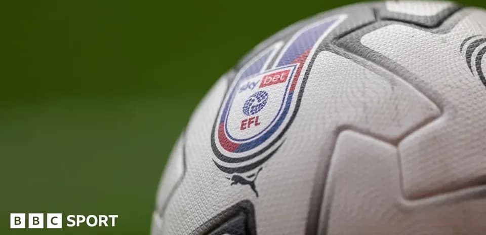 Close-up of EFL branded football on green background