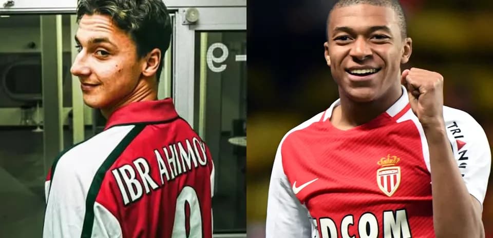 Two football players in club jerseys, one smiling