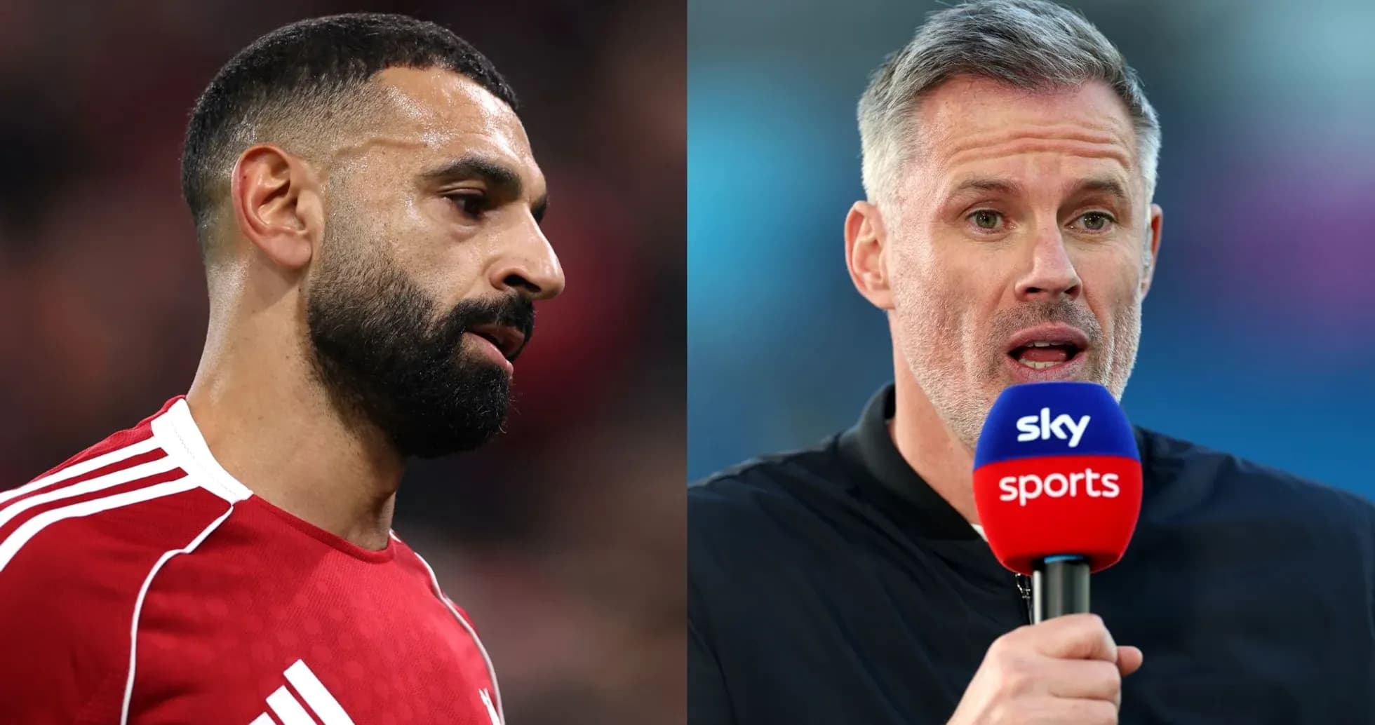 Mohamed Salah and Jamie Carragher speaking during broadcast