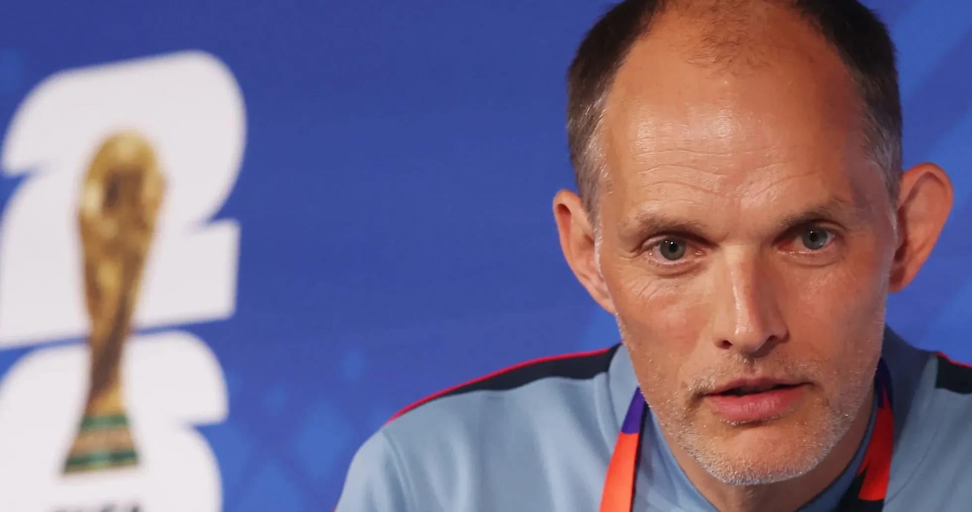 Coach speaking at FIFA World Cup press conference