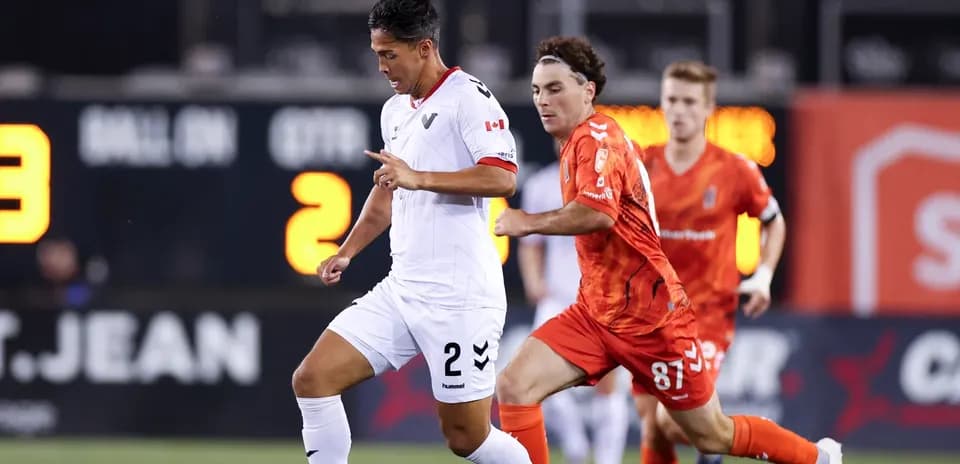 Players competing during Vancouver FC vs Forge match