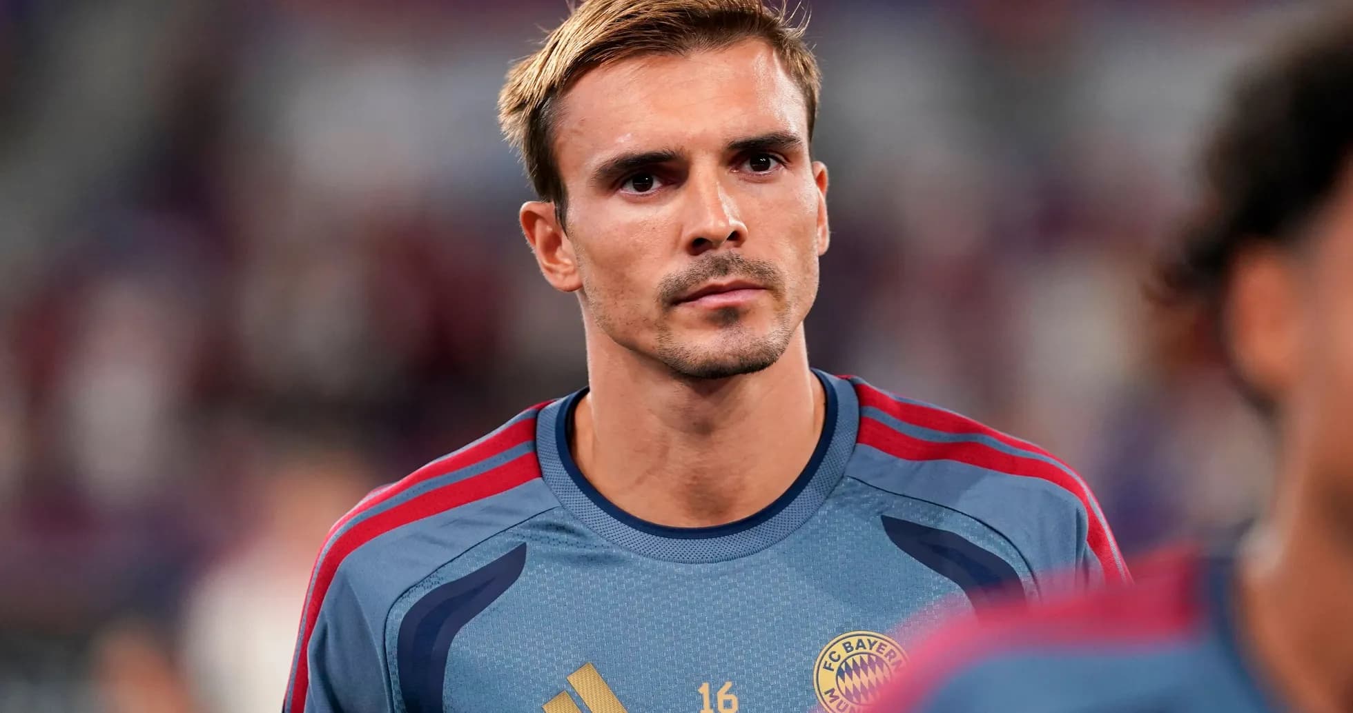 Player in Bayern Munich kit during warm-up