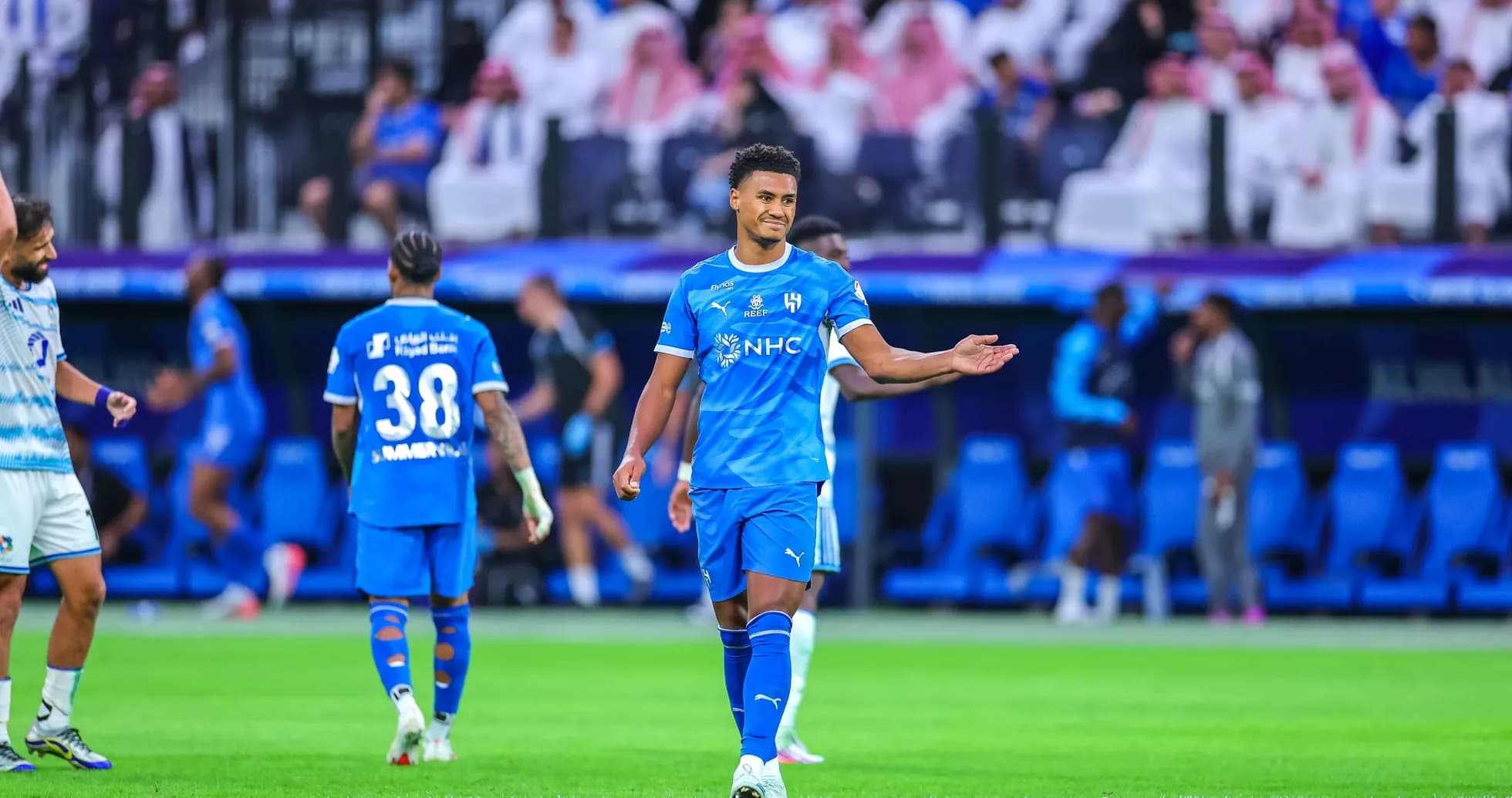 Player gesturing during a match on the field