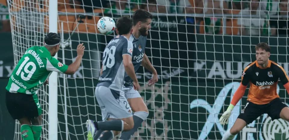 Player scoring a goal during Real Betis match