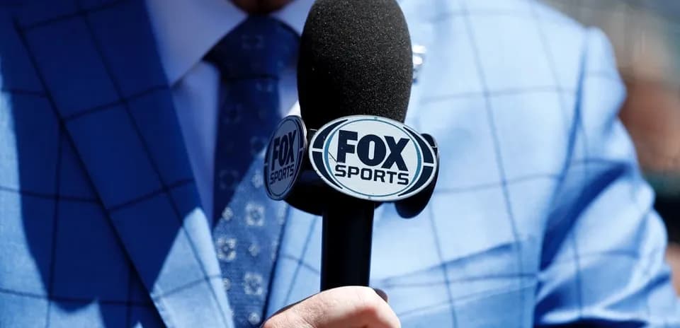 Close-up of a microphone with FOX Sports logo