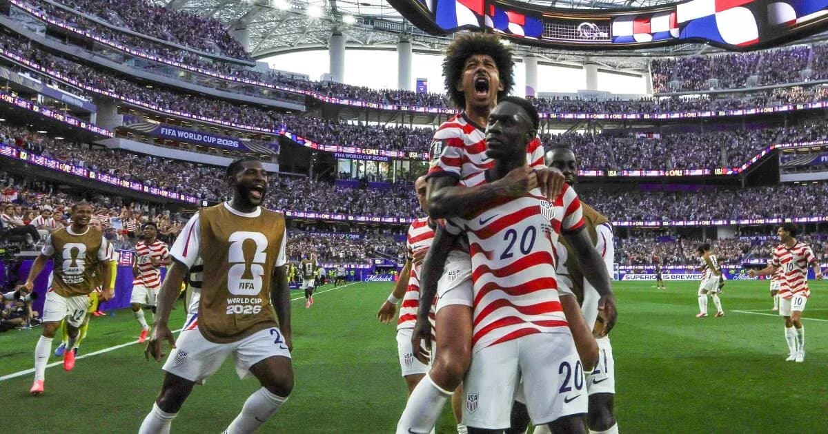 USA players celebrating a goal during FIFA World Cup