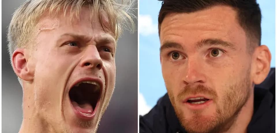 Two football players in different expressions and settings