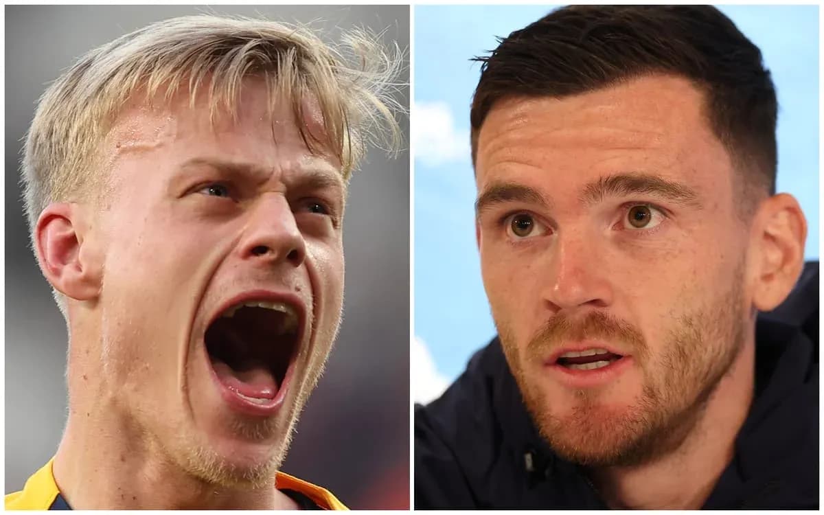 Two football players in different expressions and settings