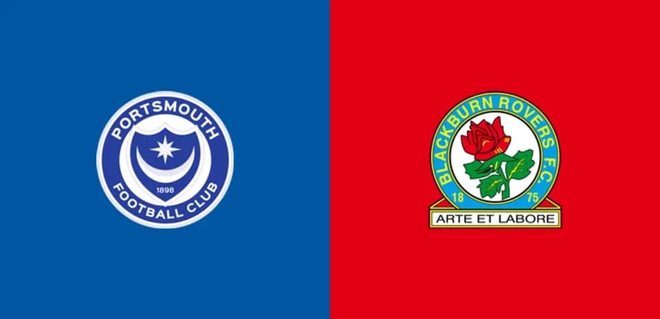 Logos of Portsmouth and Blackburn Rovers FC