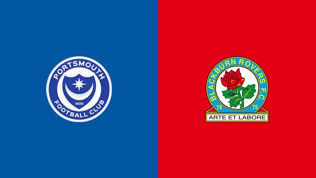 Logos of Portsmouth and Blackburn Rovers FC