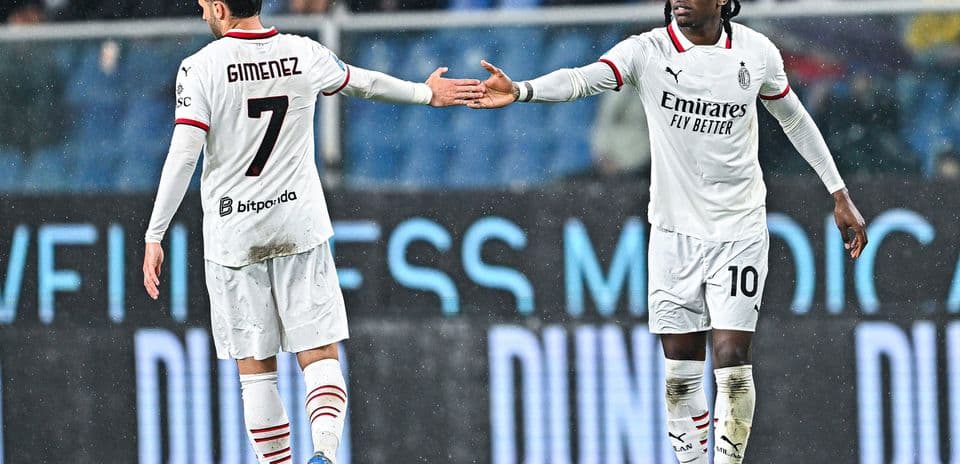 Genoa vs AC Milan player interaction during match