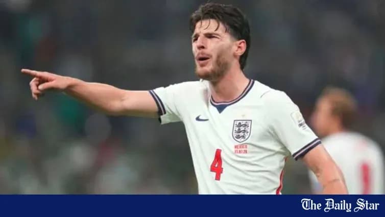 Player gesturing during England football match