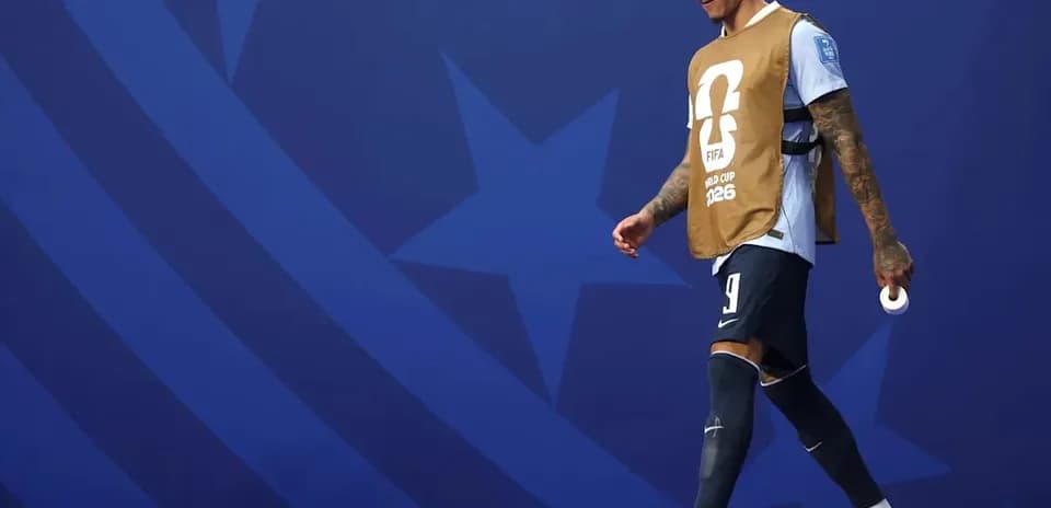 Player walking off field in training gear