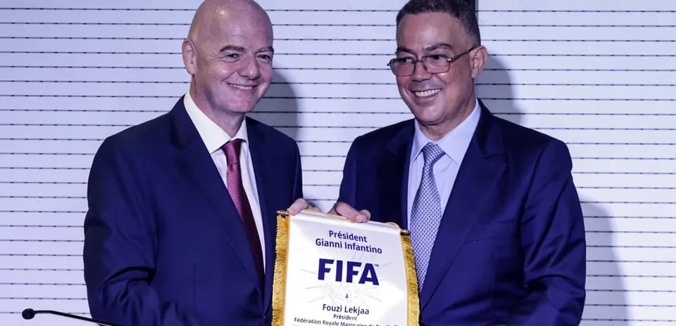 Gianni Infantino and Fouzi Lekjaa at FIFA event